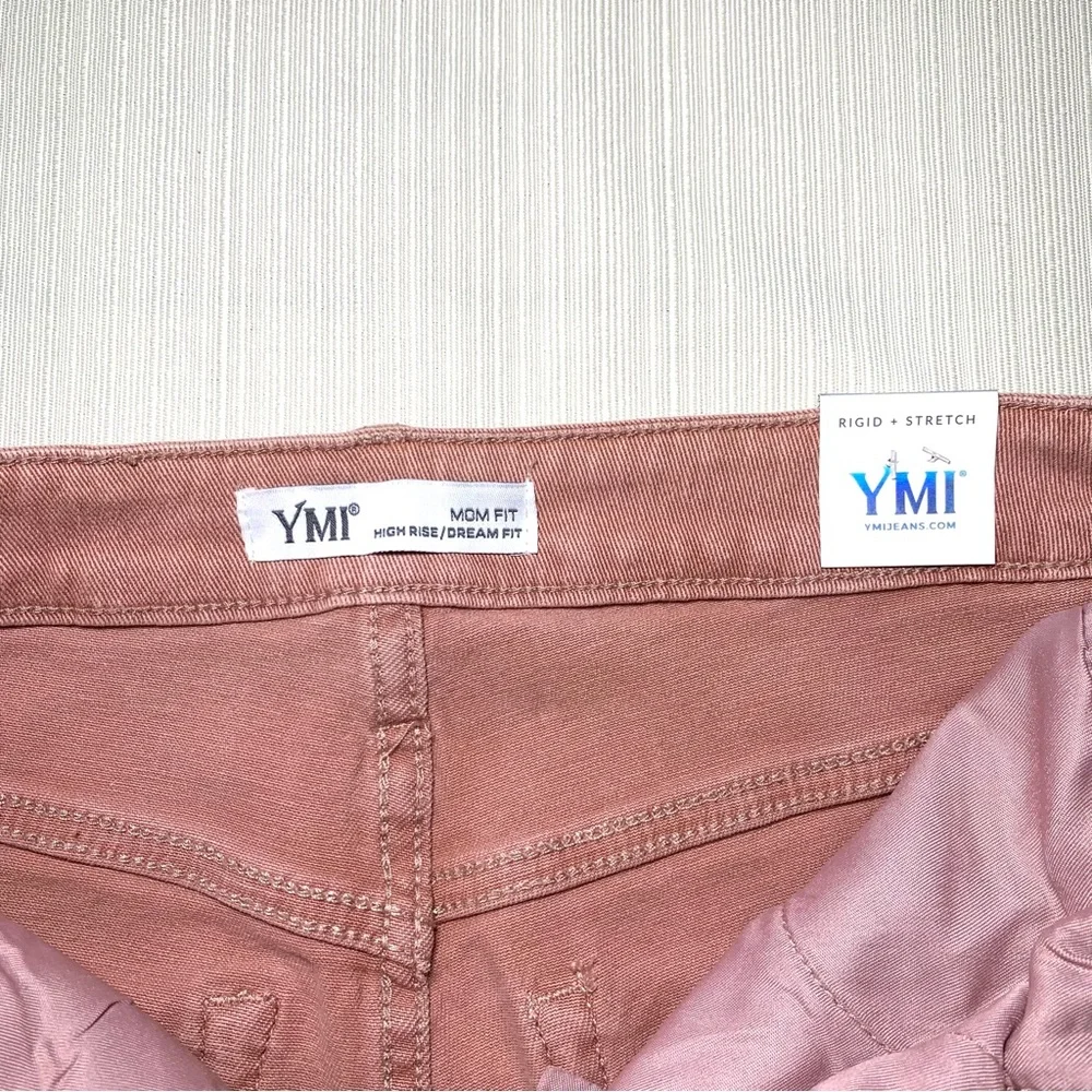 YMI Hybrid Dream Fit High Rise Mom Jeans Mauve Pink Distressed NWT Sz 3/26 Y2K